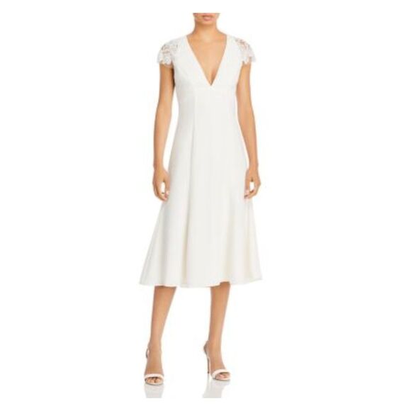 AMSALE Dresses & Skirts - AMSALE Womens Cutout Back Shoulders Lined Cap Sleeve Midi Fit + Flare Dress